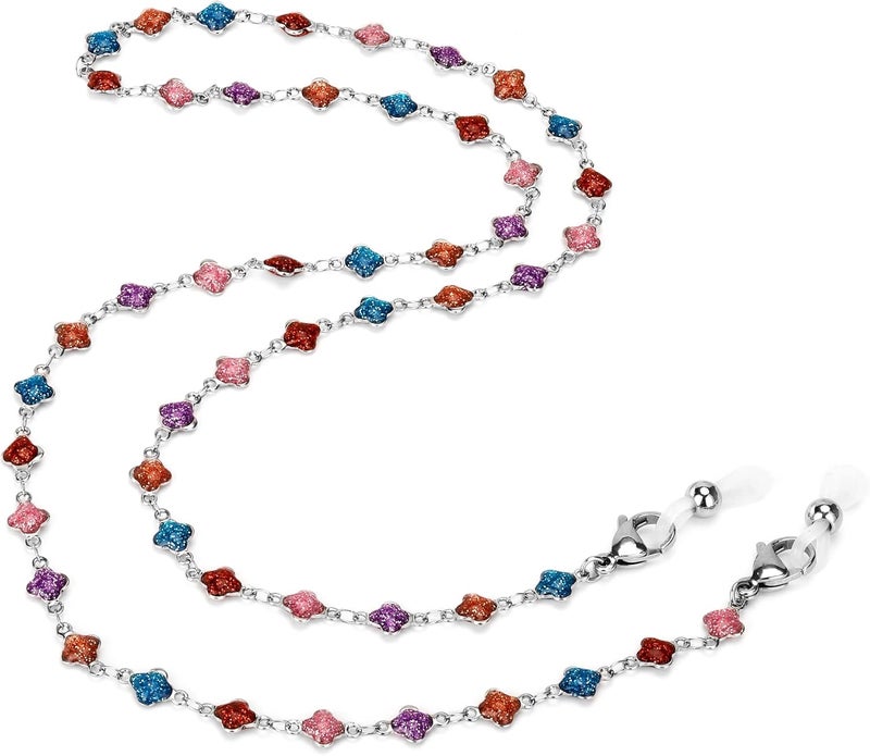 Hongeely Eyeglass Chain Silver Stainless Steel Handmade Necklace for Reading Glasses Sunglass Beaded Chains for Men Women - Image 2
